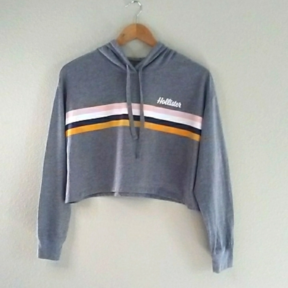 Hollister Boyfriend Tee Hoodie, Gray, Size XS
